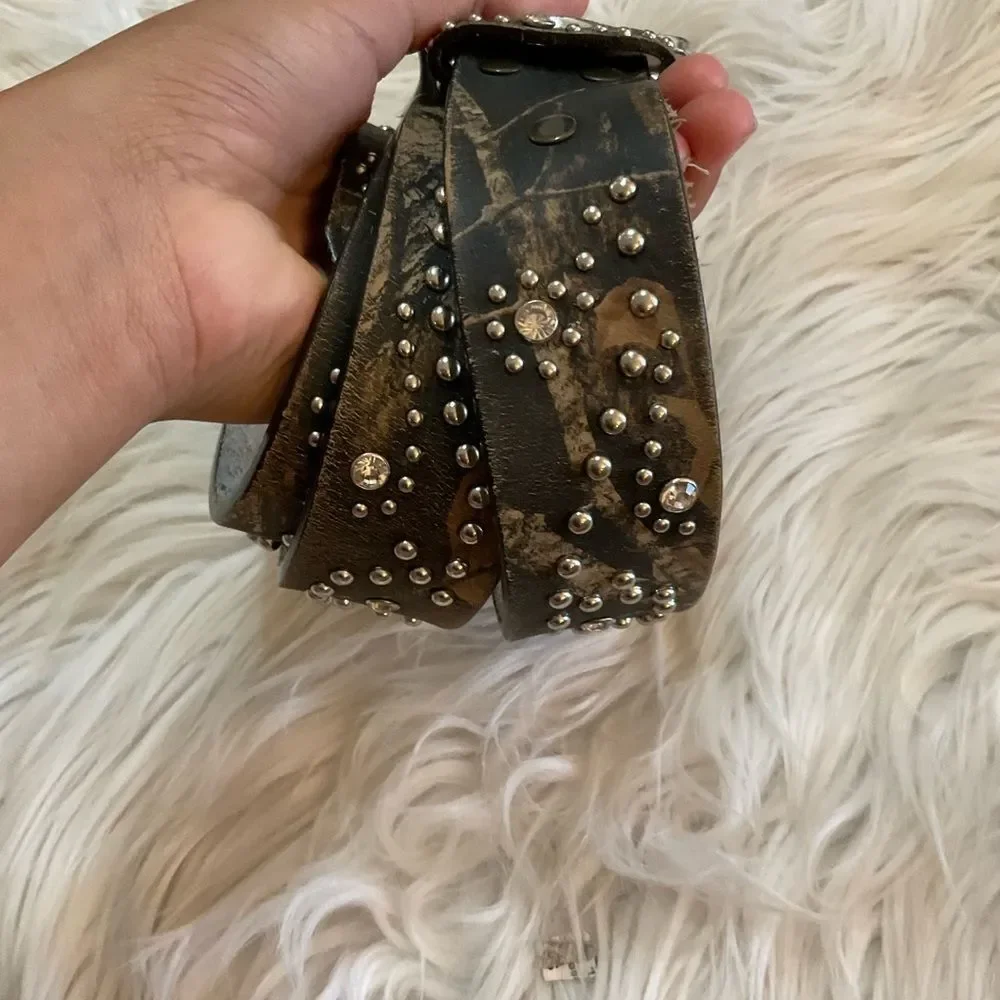 Nocona Brown Women's Genuine Leather Studded Western Cowboy Belt Size M